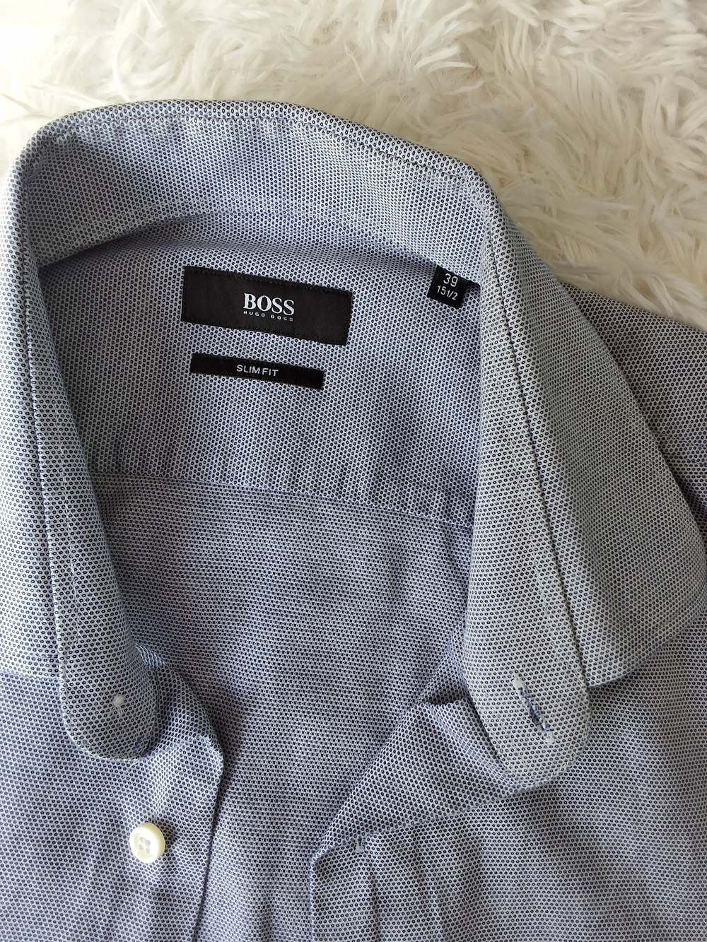 Hugo Boss Slim Fit Blue Dress Shirt Men’s Button Down Long Sleeve - Picture 8 of 9